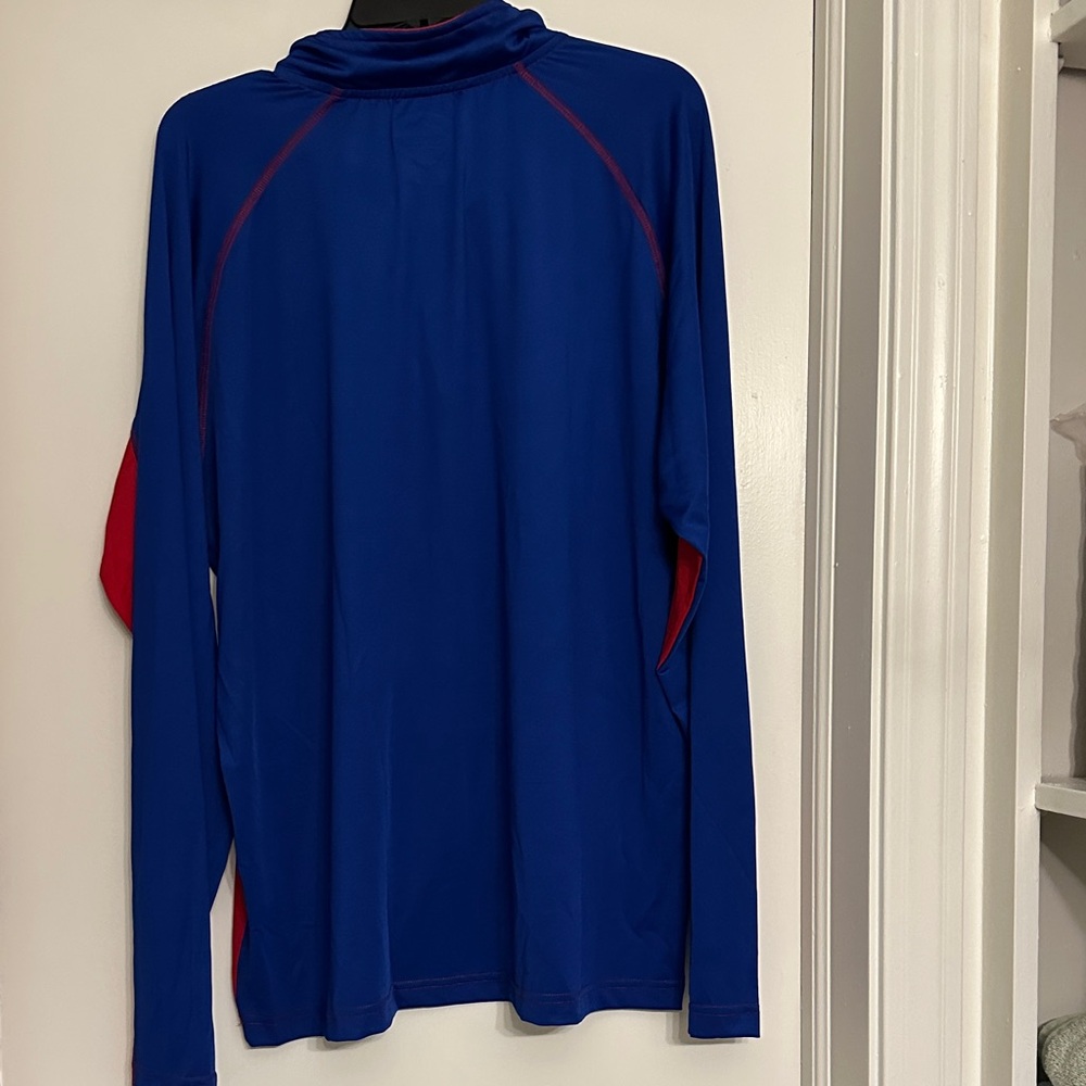 Buffalo Bills Vibrant Blue and Red Long Sleeve Quarter Zip Top - Picture 2 of 2
